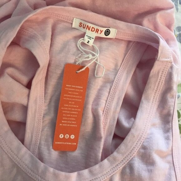 Sundry Women’s Pink Ruched RacerBack Tank Dress size 2 New With Tags - Picture 11 of 12